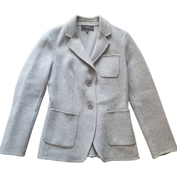 Talbots Blazer Women's 0 Petite Grey Felted Wool Tailored Two Button - Picture 1 of 5